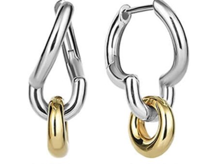 18k Yellow Gold and Sterling Silver Harmony Earrings Online now