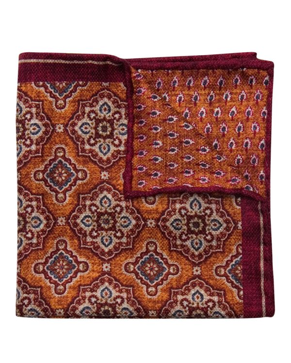 Rust Neat Medallion Pocket Square For Discount