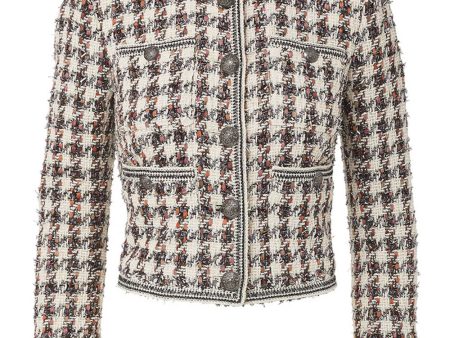 Ecru Multi Houndstooth Cirtane Jacket Online Sale