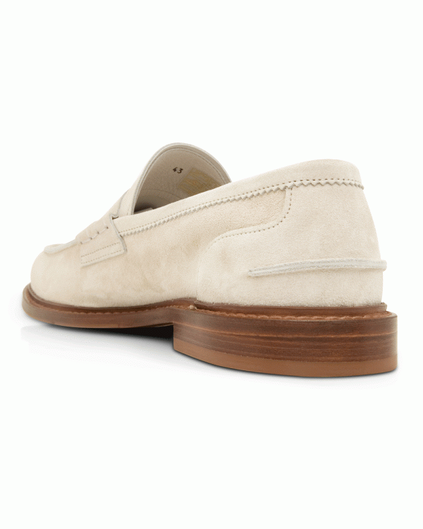 Suede Penny Loafer in White Sale