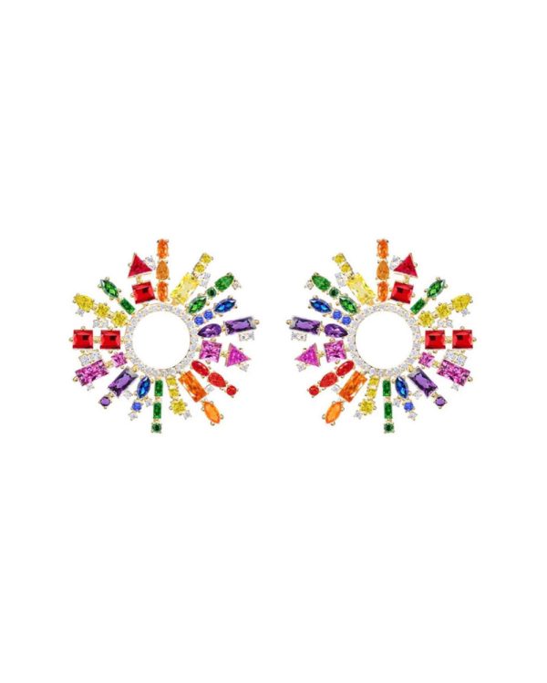 14k Gold Vermeil Margaret Multicolor Crystal Earrings Online now