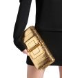 Turn Lock Laminated Python Clutch in Gold Fashion