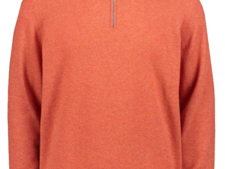 Orange Quarter Zip Cashmere Sweater For Cheap