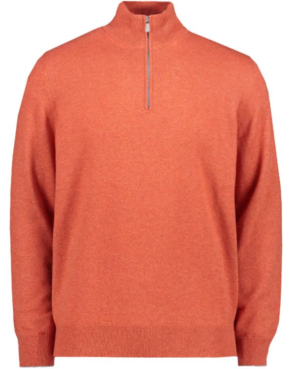 Orange Quarter Zip Cashmere Sweater For Cheap