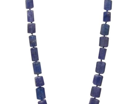 14k Yellow Gold Beaded Tanzanite Barrel Necklace For Discount