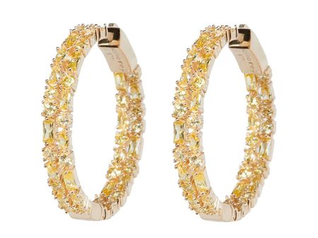 14k Gold Vermeil Casey Crystal Hoop Earrings Fashion