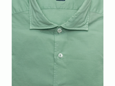 Sage Green Solid Cotton Sportshirt For Discount