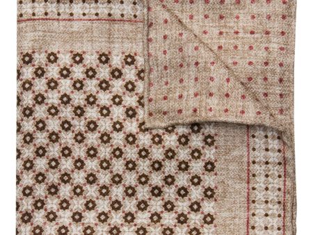 Tan Neat Grid Pocket Square Cheap