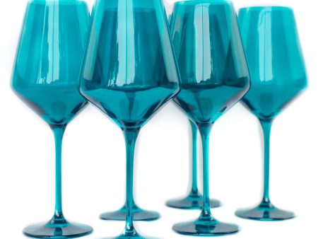 Stemware Set in Teal Hot on Sale