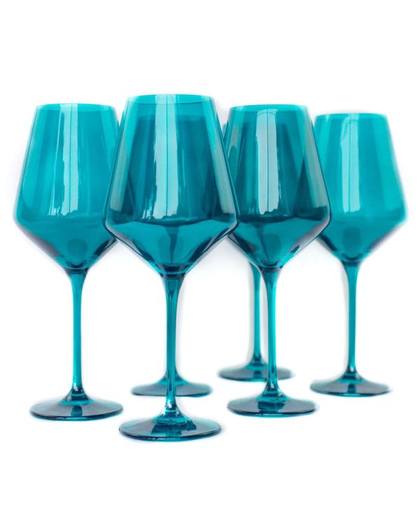 Stemware Set in Teal Hot on Sale