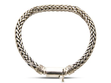 Sterling Silver Flat Woven Box Clasp Bracelet Online Sale