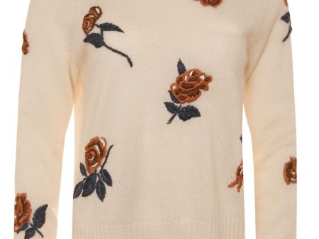 Vanilla Flower Embroidered Mockneck Sweater Online Hot Sale