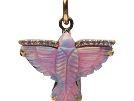 14k Yellow Gold Carved Opal Rising Phoenix Pendant Discount