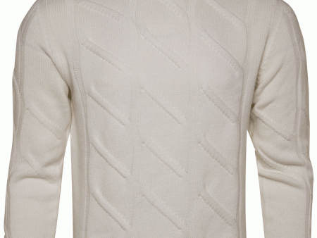 White Cableknit Turtleneck Sweater For Sale