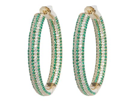 14k Gold Vermeil Tire Crystal Hoop Earrings Discount