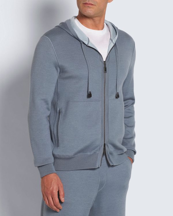 Sky Full Zip Cashmere Silk Hoodie For Cheap