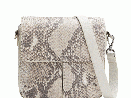 Olivia Python Messenger Crossbody Bag in Natural Online now