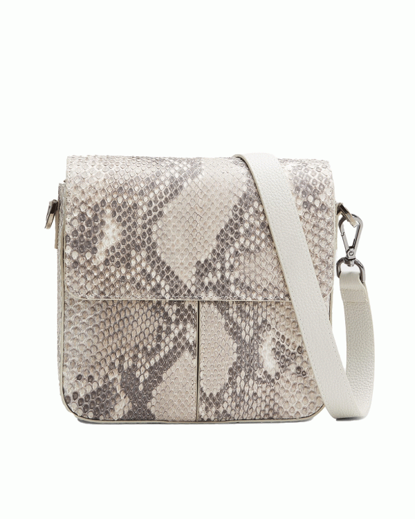 Olivia Python Messenger Crossbody Bag in Natural Online now