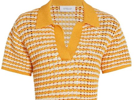 Golden Orange Merlin Knit Cropped Polo Fashion