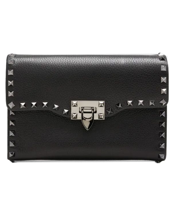 Small Rockstud Shoulder Bag in Nero Cheap