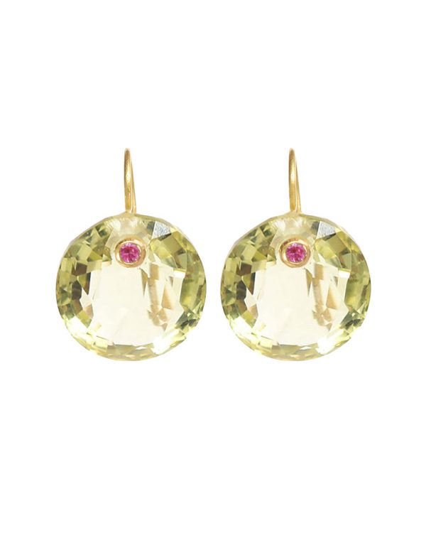 22k Yellow Gold Round Gem Earrings Supply