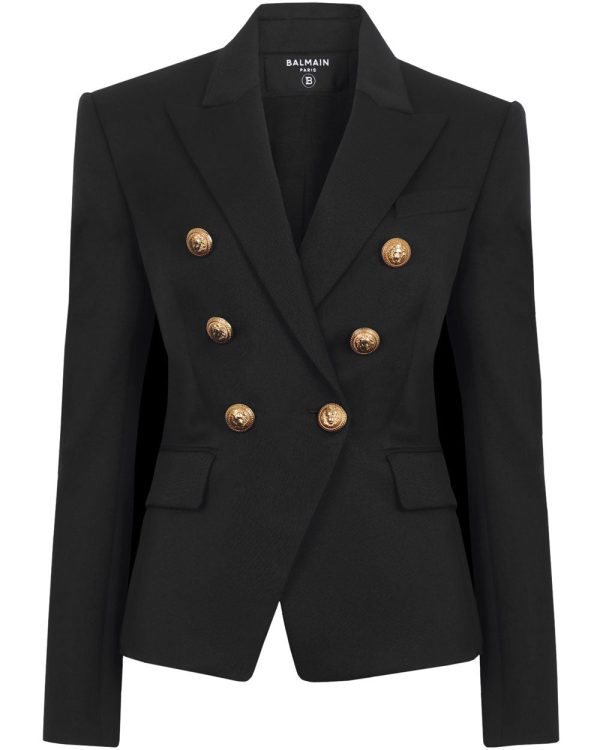 Noir Double Breasted Blazer For Discount