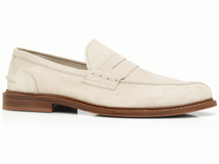 Suede Penny Loafer in White Sale