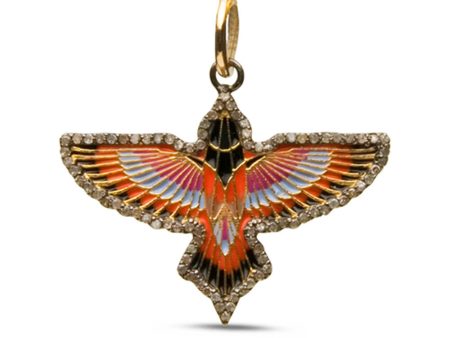 14k Yellow Gold Rising Phoenix Diamond Pendant on Sale