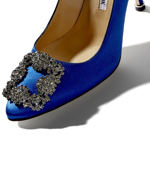 Hangisi Satin Jewel Buckle Pump in Blue Discount