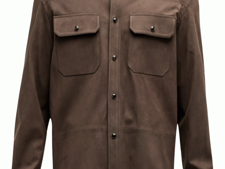 Brown Nubuck Leather Overshirt Discount