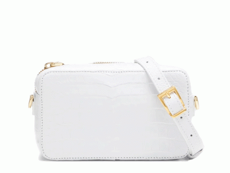 Estefani Crocodile Camera Crossbody Bag in Blanco For Cheap