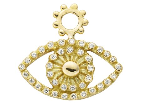 18k Yellow Gold Maxi Diamond Eye Hoop Charm on Sale