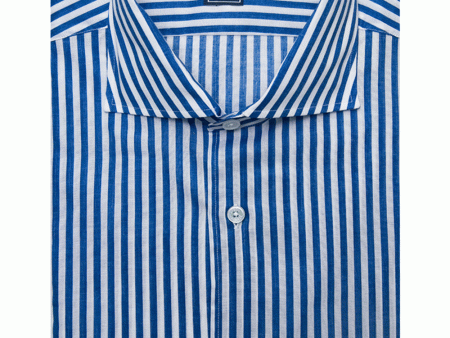 Royal Blue and White Striped Sportshirt Online