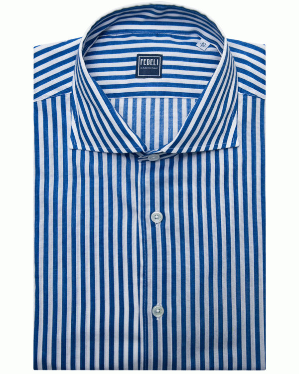 Royal Blue and White Striped Sportshirt Online