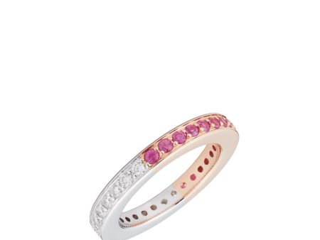 18k Rose Gold Pink Sapphire Cubed Band Online now