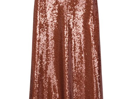 Brown Reese Sequin Midi Skirt For Sale