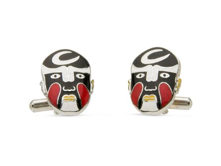 Black and White Kabuki Mask Cufflinks Online Sale