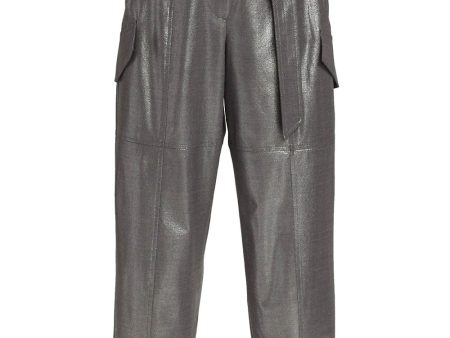 Silver Metallic Liquid Cargo Pant Online now