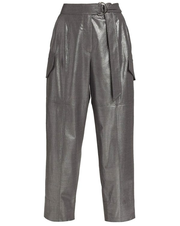 Silver Metallic Liquid Cargo Pant Online now