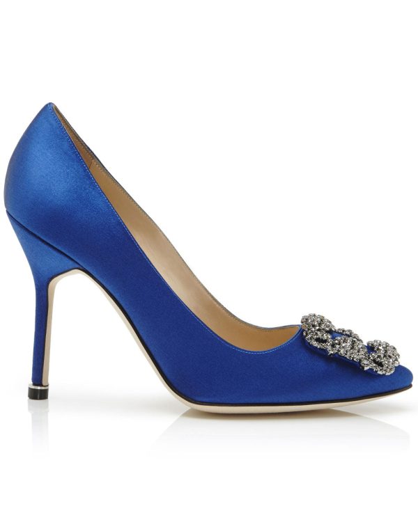 Hangisi Satin Jewel Buckle Pump in Blue Discount