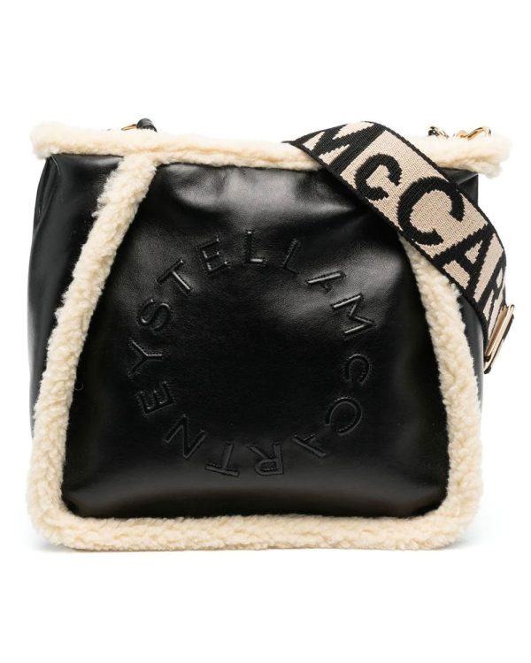 Logo Shearling Crossbody in Black Online now