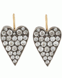 18k Yellow Gold Diamond Heart Earrings Fashion