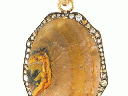 18k Yellow Gold Bumblebee Jasper Pegasus Pendant For Cheap