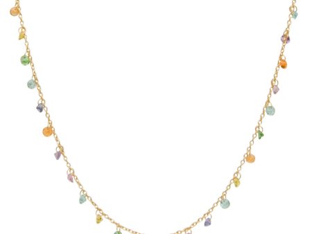 22k Yellow Gold Multicolored Brilliant Dangles Necklace Online Sale