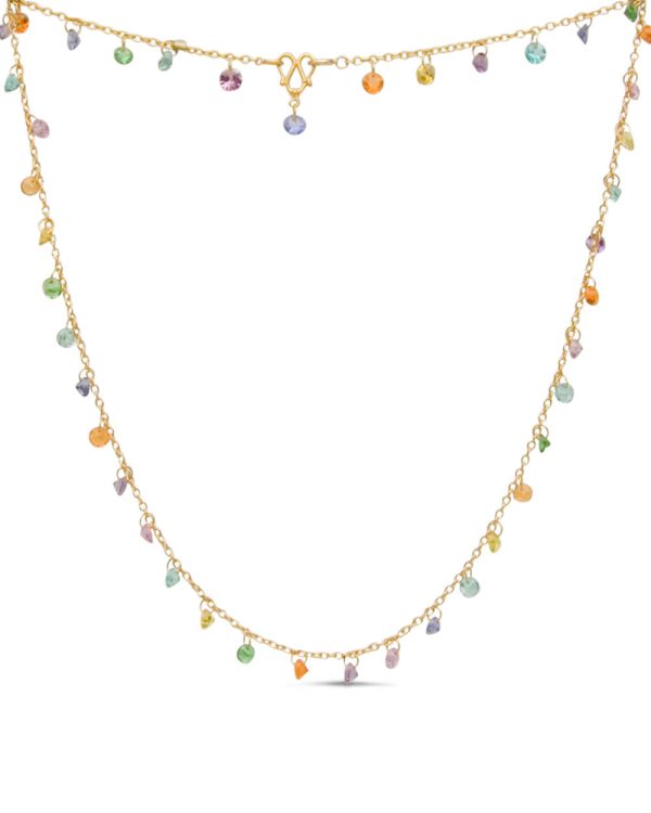 22k Yellow Gold Multicolored Brilliant Dangles Necklace Online Sale