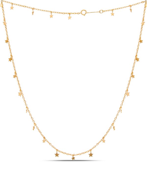 22k Yellow Gold Dangling Star Sequins Necklace Online