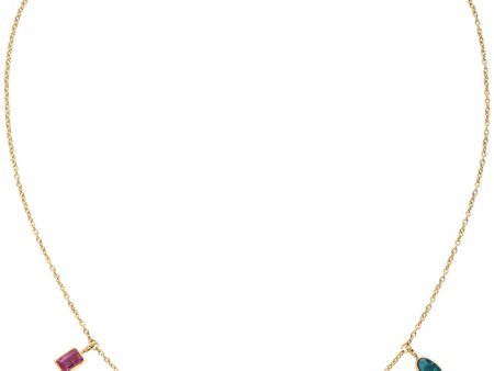 18k Yellow Gold Multicolor Fringe Necklace on Sale