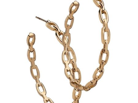 14k Yellow Gold Plated Silver Carmine Chain Link Hoop Earrings Fashion