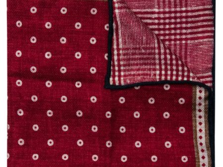 Red and Navy Circles Pocket Square For Discount