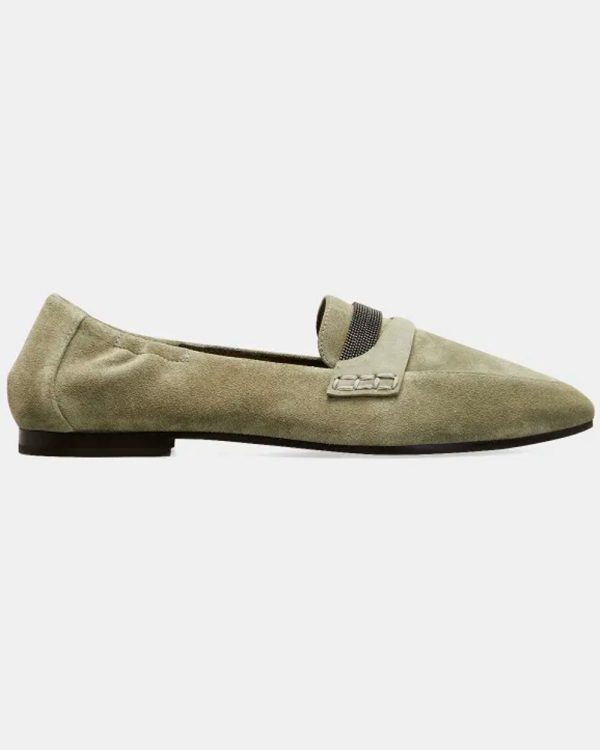 Military Monili Embellished Suede Flat Online Sale